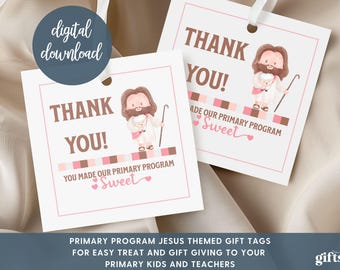 Primary Program Thank You Gift Tags, LDS Primary Church Program Easy Tags,  Printable Digital Download, Teacher Appreciation and Kids Gifts