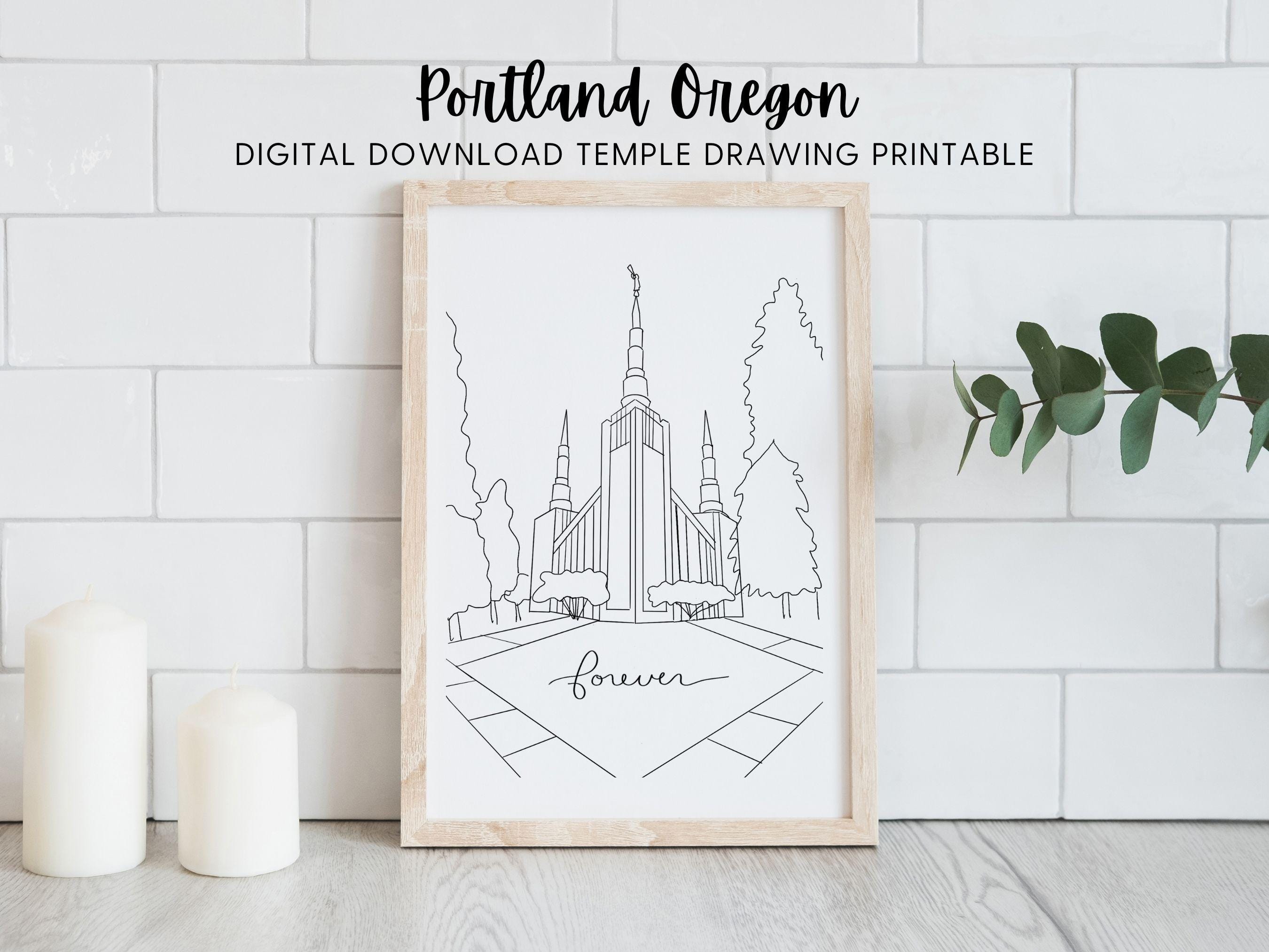 Portland Temple Line Art Printable Digital Download, LDS Baptism \u0026 Wedding  Gift Portland Oregon Temple, YW RS Activity Coloring Watercolor - Etsy, image size:2700x2025