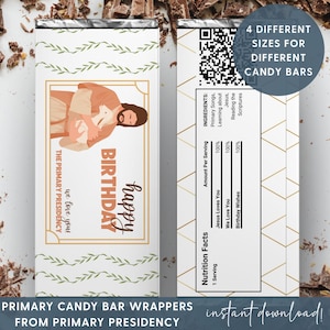 HLT Primar-Geburtstagsgeschenke, Candy Bar Wrapper, Leckerli-Geschenkanhänger für Kinder, alles Gute zum Geburtstag druckbar, LDS Geschenkideen von der Primarvereinigung