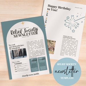 Relief Society Newsletter Template | Printable Editable Relief Society Newsletter | Monthly RS Canva Newsletter For Young Women LDS Church