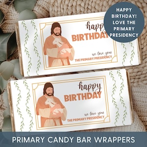 HLT Primar-Geburtstagsgeschenke, Candy Bar Wrapper, Leckerli-Geschenkanhänger für Kinder, alles Gute zum Geburtstag druckbar, LDS Geschenkideen von der Primarvereinigung