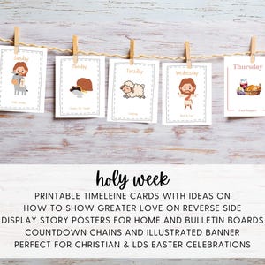 Tarjetas de estudio imprimibles de Pascua SUD / Banner de Semana Santa de Adviento de Pascua / Cadena de cuenta regresiva de Pascua de la Primaria / Póster imprimible Historia de estudio de las Escrituras