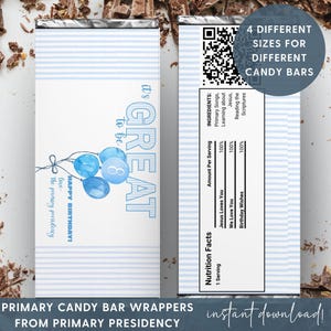 LDS Primary Birthday Gifts, Candy Bar Wrapper, Great to be 8, Baptism Gift Tags for Kids, Happy Birthday Printable,  Baptism LDS Gift Ideas