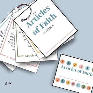 Article of Faith Printable Posters Flip Book, LDS Primary Tracker Baptism Gift, Singing Time Flash Punch Cards, Family Home Evening Activity