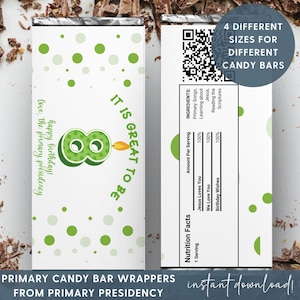 LDS Primary Birthday Gifts, Candy Bar Wrapper, Great to be 8, Baptism Gift Tags for Kids, Happy Birthday Printable,  Baptism LDS Gift Ideas
