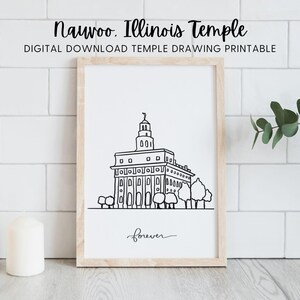 Nauvoo Temple Line Art Printable Digital Download, LDS Baptism & Wedding Gift Nauvoo Illinois Temple, YW Coloring or Watercolor Activity