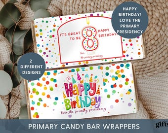 LDS Primäre Geburtstagsgeschenke, Candy Bar Wrapper, ideal für 8 Jahre, Taufe Geschenkanhänger für Kinder, alles Gute zum Geburtstag druckbar, Taufe LDS Geschenkideen