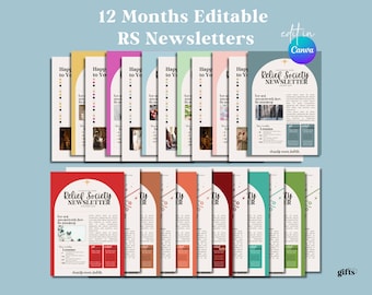 Relief Society Newsletter Template | Printable Editable Relief Society Newsletter | Monthly RS Canva Newsletter For Young Women LDS Church