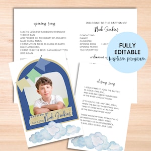 LDS Baptism Program Canva Template, Editable Baptism Program Boy or Girl with photo, Great to be 8, Customizable Instant Digital Download