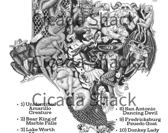 Famous Cryptids of Texas Print - 5" X 7" - Etsy Canada