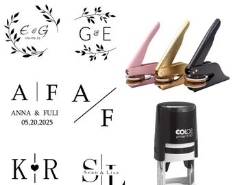 Tłocznik ślubny i książkowy | Spersonalizowany stempel z monogramem | Spersonalizowana pieczęć do zaproszeń | Tłocznik biblioteczny | Wyjątkowy prezent dla par | Miłośnicy książek