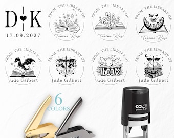 Spersonalizowany stempel do książek, prezent ślubny, samotuszujące stemple z biblioteki znaczków książkowych