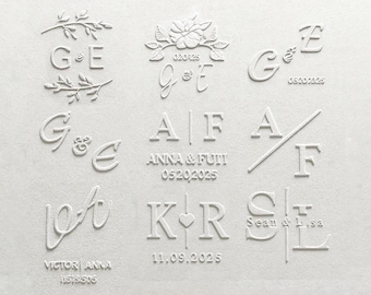 Tłocznik do zaproszeń ślubnych – spersonalizowany stempel z monogramem, spersonalizowana pieczęć do papeterii ślubnej, prezent dla panny młodej i pana młodego