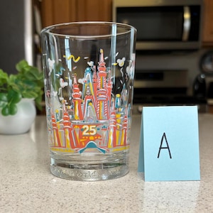 Vintage Disney 25th Year Anniversary Disney World Magic Kingdom Collectible McDonald&#39;s Glass 1996