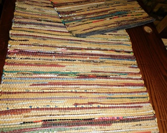 ES:684/92, Tiny house rug, Cottage chic, Farmhouse decor, Rectangle rug, Handmade rag rug, Rustic rug, Wheat bubblegum