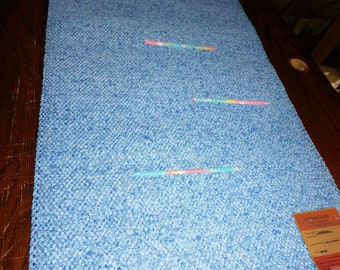 ES-667/52, Tiny house rug, Knit cord rug, Blues tye-dye splashes, Cottage chic, Hall runner, Floor trimming, country flair