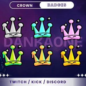 Sub Badges Featuring Crown For Twitch, YouTube, And Discord | Stream Achievements | Jewel Icons | Discord Membership Roles.