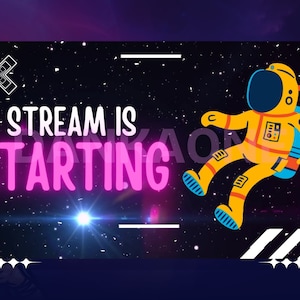 Astronaut Twitch Overlay Package | Animated Stream Package | Screens, Panels, | Galaxy Theme Stream Overlays.