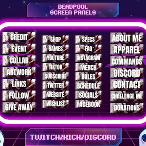 Animated Dead-Pool Stream Decoration | Aesthetic Screen Overlay | Twitch Panels For Twitch And YouTube | Anime Twitch Pack.