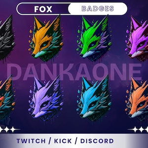 6 Fox Sub Badges Twitch/YouTube/Discord | Bits Badges | Twitch Sub Badges | Animal Badges | Stream Badges | Instant Download.