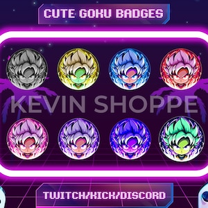 8x Cute Go-ku Sub / Bit Badges - Twitch, Discord, YouTube | Anime Badges | Cartoon Badges | Cute Badges For Streamers.
