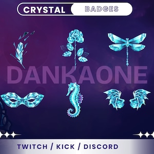 Crystal Things Twitch Sub & Bits Badges | Loyalty Badges | 6 Badges | Premade Badges | Streamer Badges.