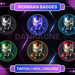Twitch Sub Badges (Bits, Subs, 6 Badges) - Iron-Man Badges - Premade Twitch Artwork Ready To Use.