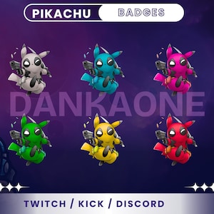 Dead-pool X Pika-chu Sub Badges For Twitch | Twitch Sub & Bit Badges | Anime Sub Badges | Loyalty Badges | Discord Badges.