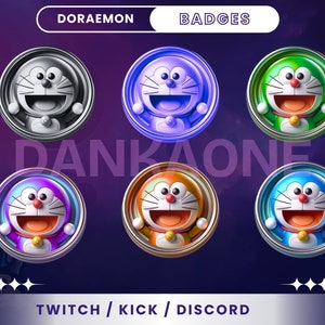 6 Dora-emon Twitch Sub Badges | Bit Badges | Cheer Badges | Gaming | Streaming | Anime Badges | Twitch, Discord, Youtube | Streamer.