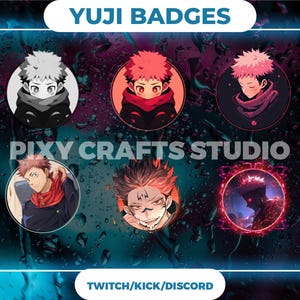 High-Quality Twitch Badges Featuring Yu-ji Ita-dori | Perfect For Streamers On Platforms Like Twitch, And Discord. Cute Chibi Anime Style.
