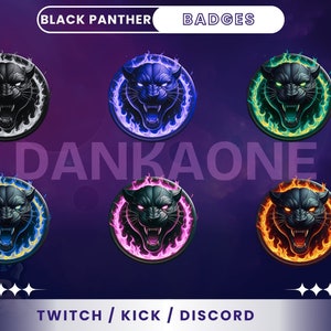 Twitch Panther Badges | Loyalty Sub Badges | Kawaii Sub Bit Badges | Suitable For Game Streamers | Animal Badges.