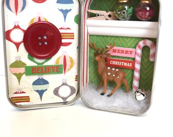 Tiny Tin Christmas Room ~ Believe (with big red button)