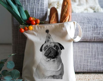 Party Pug Tote Bag