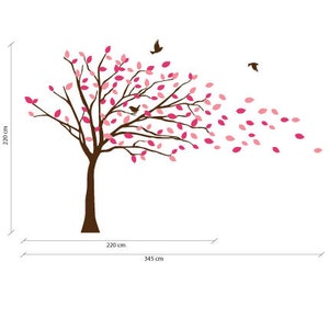 Blowing Tree with Flowers Wall Decal image 2