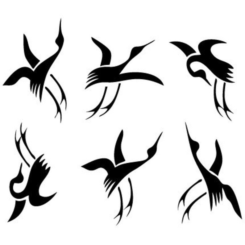 Japanese Cranes Wall Decal Etsy