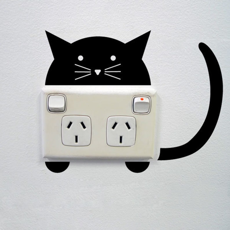 Cat Wall Sticker for Power Points and Light Switches Etsy