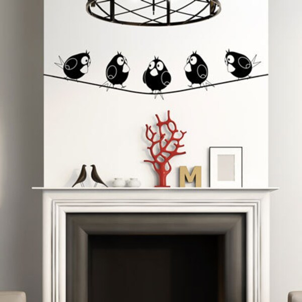 Five Birds on Wire - Wall Decal