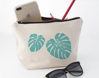 Tropical Leaves Pouch Makeup Bag / Pencil Case