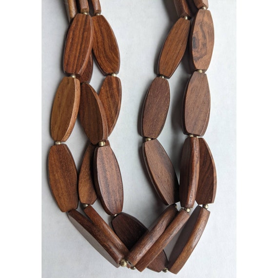 Vintage Crafted Wooden Mid Century Necklace - image 7