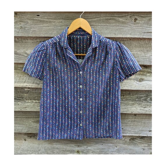 Vtg 80's does 40's Puff Sleeve Top, Softest Cotto… - image 1