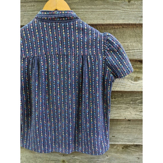 Vtg 80's does 40's Puff Sleeve Top, Softest Cotto… - image 9