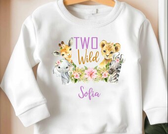 Gepersonaliseerde verjaardagsshirt voor twee wilde dieren: safari-oerwoudthema