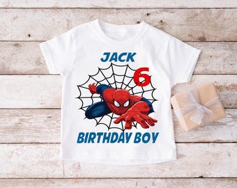 Camiseta personalizada de cumpleaños de Spiderman: Fiesta de superhéroes personalizada
