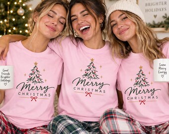 Merry Christmas Shirt, Women’s Christmas T-Shirt, Cute Holiday Tee, Matching Friends Christmas Shirts, Xmas Gift for Her