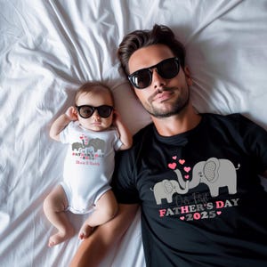 Personalized First Father&#39;s Day Matching Cotton T-Shirt Set