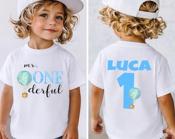 Personalised 1st Birthday T-Shirt, Custom Name One-derful Shirt, Baby First Birthday Outfit, Rainbow Sun Toddler Tee, Boy Birthday Shirt