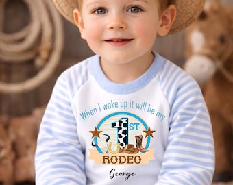 First Rodeo Gift Set First Rodeo Pyjamas When I Wake Up I Will Pjs Cowboy Birthday Outfit Custom Name Birthday PJs 1st Western Birthday