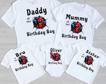 Camiseta personalizada de cumpleaños de Spiderman: Fiesta de superhéroes personalizada