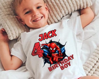 Camiseta de cumpleaños personalizada de Spiderman: nombre y edad personalizados
