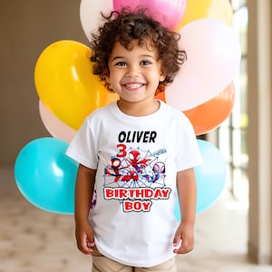 Camiseta de cumpleaños de Spidey y sus increíbles amigos, camisetas de Spiderman para cualquier edad, camisetas personalizadas para niños, camiseta de Spidey, camiseta de cumpleaños para niño, camiseta de cumpleaños para niño